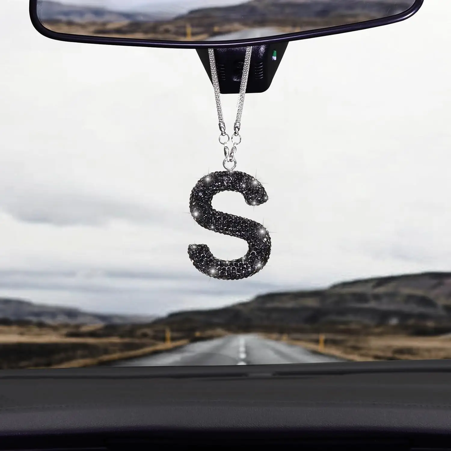 

Блестящие подвески для автомобильных зеркал - буква S, кристаллы, стразы, алмазы, украшение для зеркала заднего вида