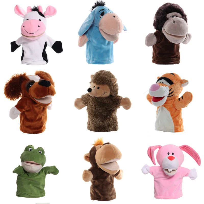 23cm Tier Handpuppe rtoon Plüschtiere Baby pädagogische Tier Handpuppen so tun, als würden sie Geschichte Puppe Spielzeug für Kinder Kind erzählen