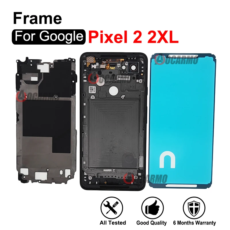 For Google Pixel 2 XL 2xl Middle Frame Board + Back Cover Plate Housing And Adhesive Replacement Part