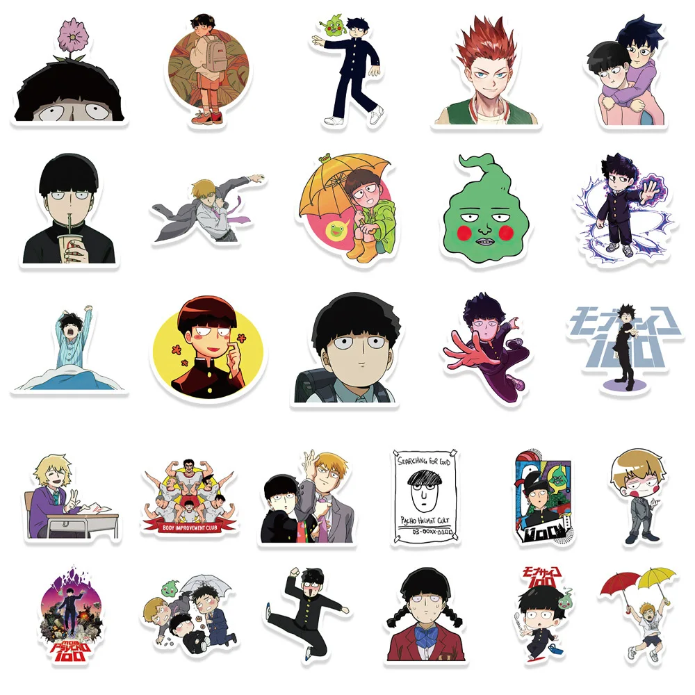 10/30/50pcs Cool Anime Mob Psycho 100 Graffiti Stickers Cartoon Decal for Skateboard Fridge Luggage Waterproof Sticker Wholesal