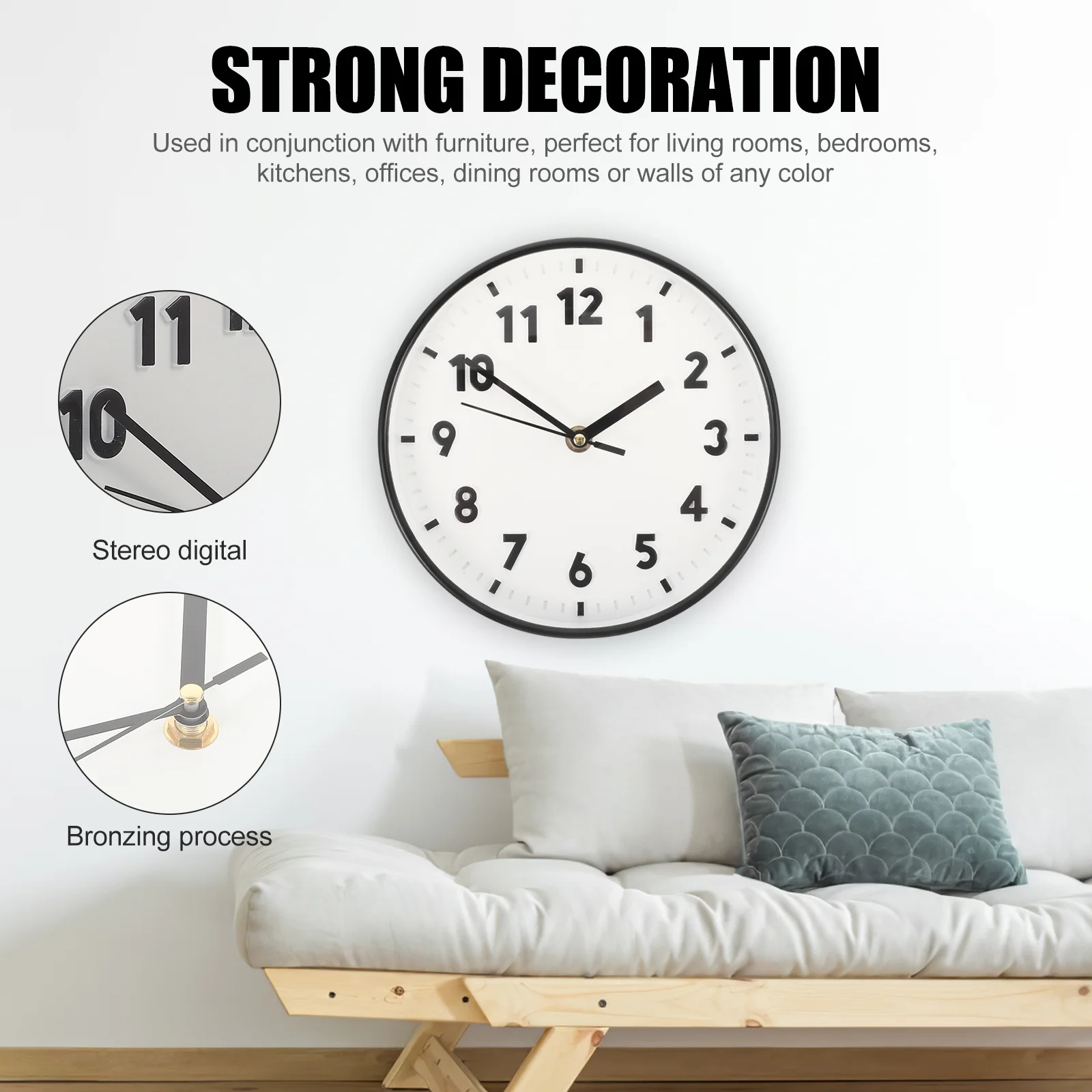 

Digital Round Wall Arabic Numerals Silent Modern Analog Clock For Home Office Bedroom Decor Wear-Resistant Household Wall