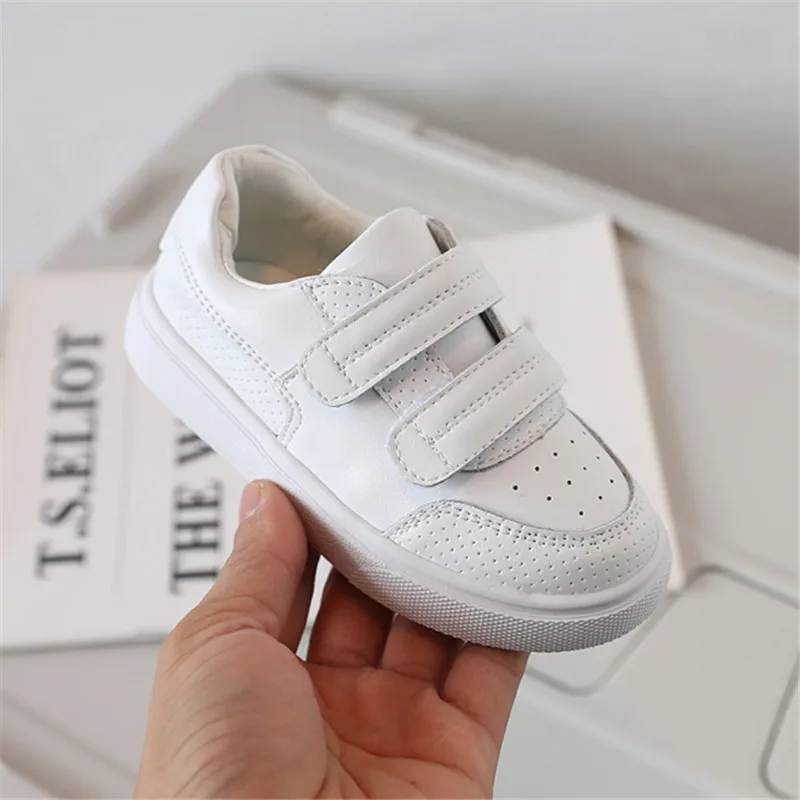 Genuine Leather Children Shoes Unisex White Kids Sneakers Breathable Soft Sole Outdoor Tennis Fashion Toddler Boys Girls Shoes