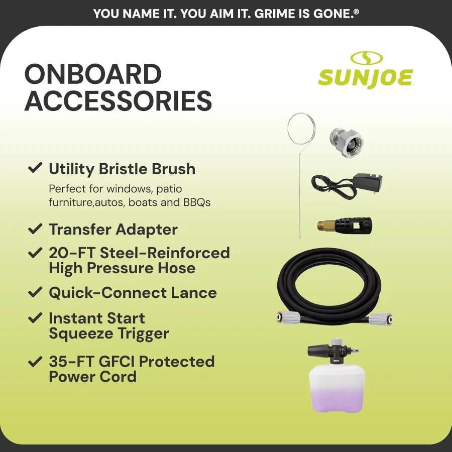 غسالة تعمل بالضغط الكهربائي مع 4 فوهات ومدفع رغوة 2200 رطل لكل بوصة مربعة 1.1 GPM 14.9-Amp محرك لتنظيف الفطريات شديدة التحمل