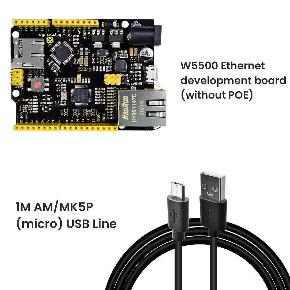 Keyestudio W5500 Ethernet Network Development Board +USB For Arduino UNOR3 DIY Project For Smart IOT Home System  (WITHOUT POE)