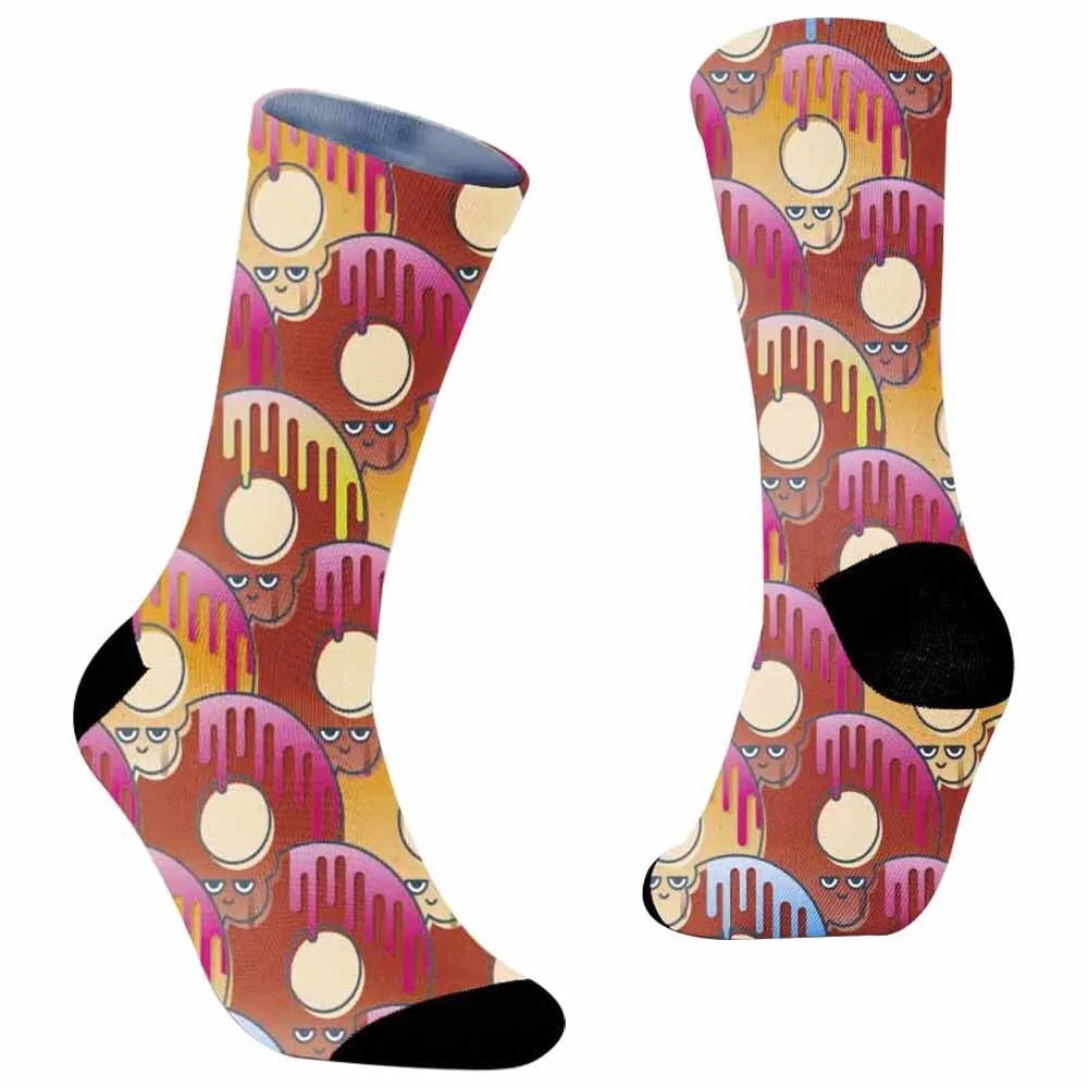 2024 New Hiphop Cotton Socks Harajuku Happy Funny Socks Doughnut Skull Pattern Socks Christmas Socks