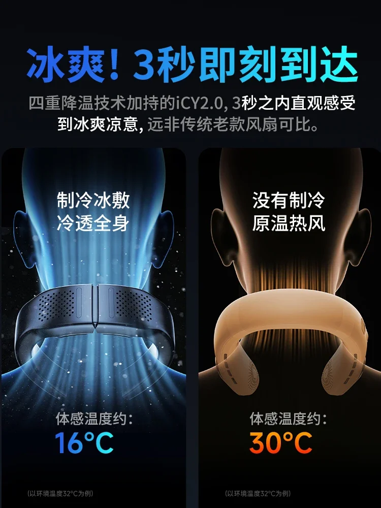 Подходит для мини-вентилятора для шеи емкостью 6000 мАч. Портативный холодильный вентилятор TEC для шеи. USB-зарядка. Безлопастной вентилятор для шеи. Мини-воздух c.