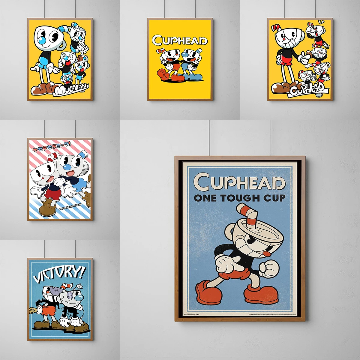 Cartoon C-Cuphead Game Poster Paintings for Bed Room Decor Home and Decoration Decorative Prints Wall Painting Canvas Art Gamer