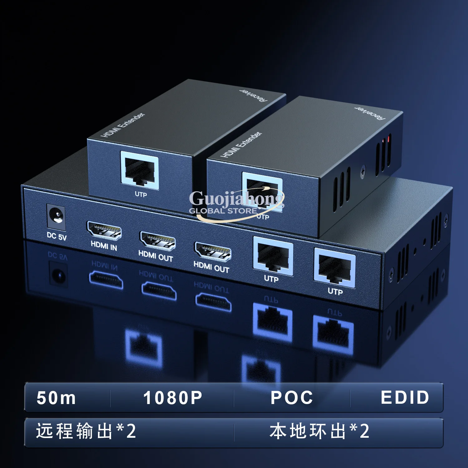

Удлинитель 1x2, 60 м, распределитель на два выхода, сетевой кабель RJ45 для передачи видео высокой четкости 1080p