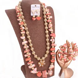 African Nature Coral Beads Necklace For Bride Divider Indian Jewelry Sets