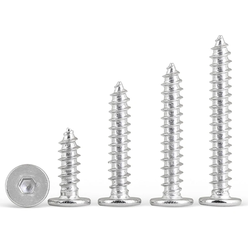 M2 M2.3 M2.6 M3 M3.5 M4 M5 M6 CM 304 Stainless Steel Hex Hexagon Socket Ultra Thin Super Low Flat Head Tapping Screw