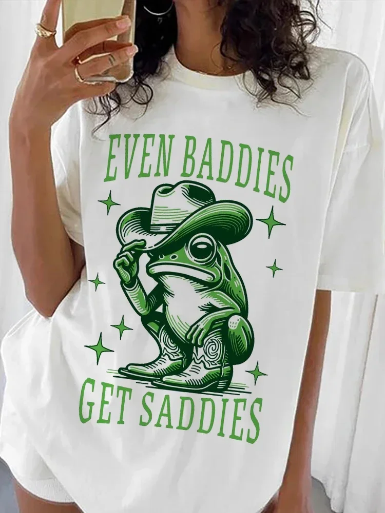 

Забавная летняя футболка с принтом лягушки и коротким рукавом