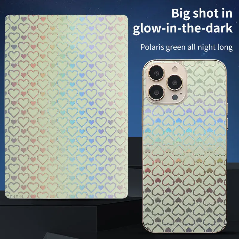 Luminous Embossed Print Phone Back Film for Cutting Machine Glow-in-the-Dark Decal Decorative Stickers Mobile Cover Rear Sheets