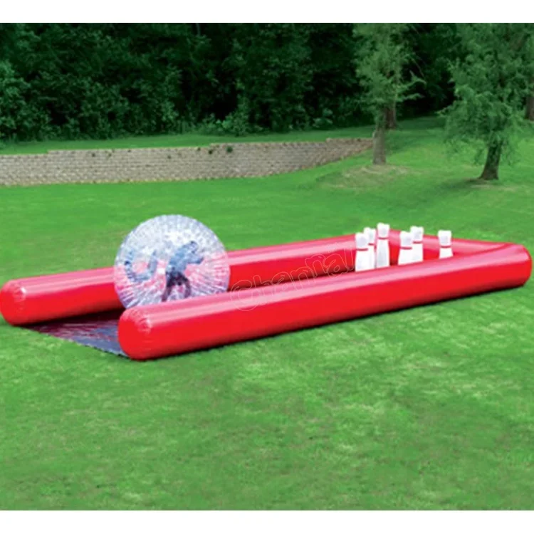 Single lane cheap inflatable bowling zorb ball track human bowling