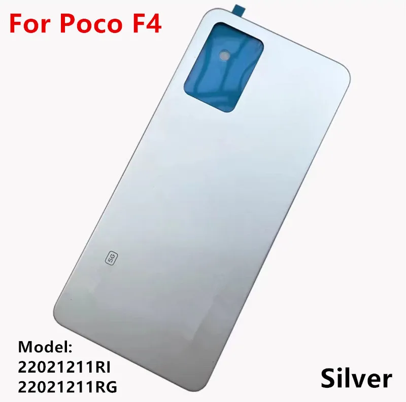 F 4 perumahan untuk Xiaomi POCO F4 6.67 "Glossy kaca penutup baterai perbaikan pintu belakang Case + lensa kamera