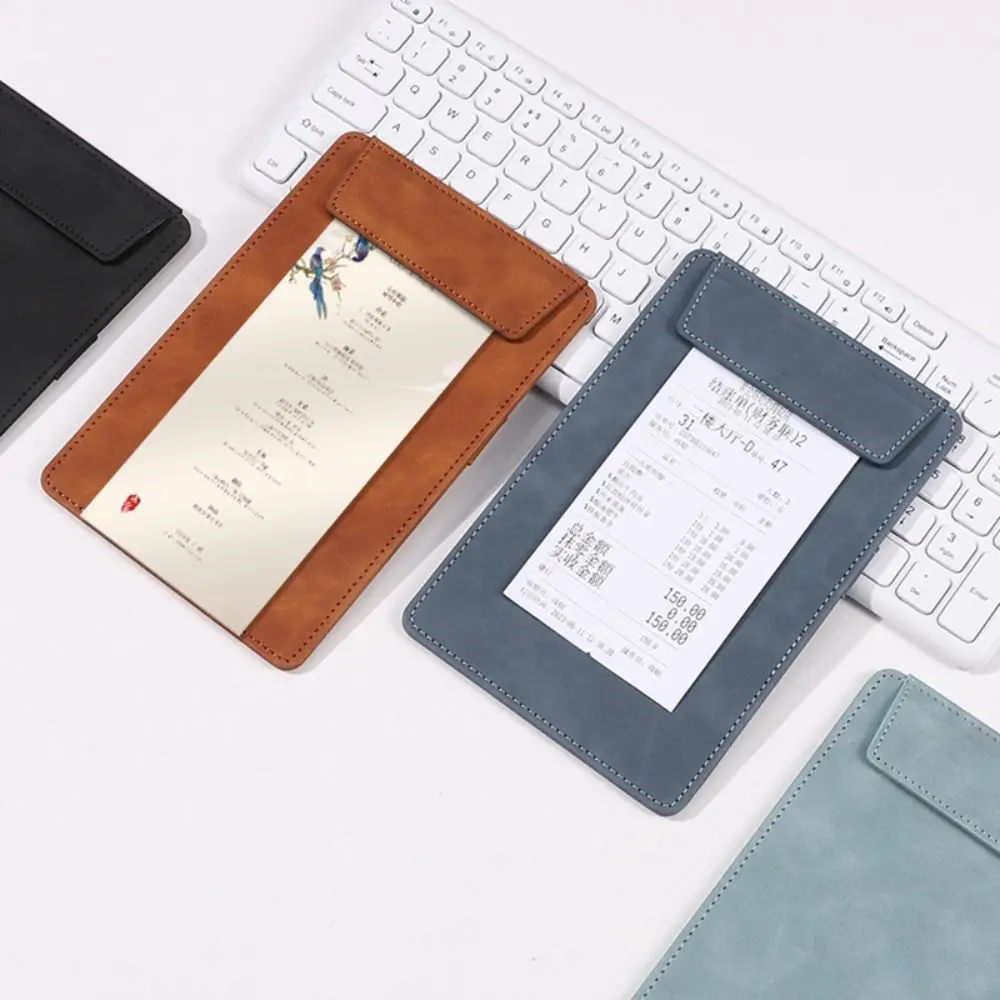 1pc Suede Menu Wine Holder PU Leather A4/A5/A6/A7/B5 File Folder with Pen Insert Document Clip Restaurant/Cafe/Bar/Hotel