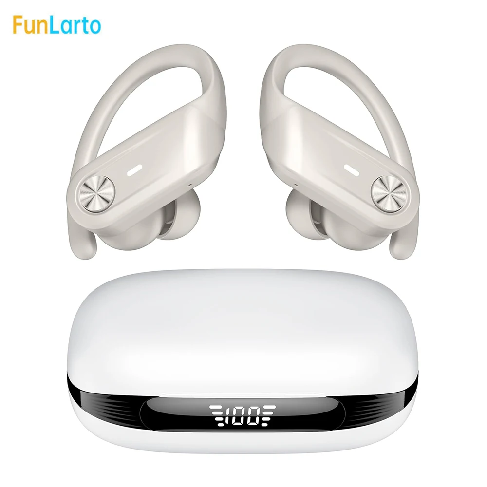 Bluetooth V5.3 Headphones IPX7 Waterproof Earbud with Noise Cancelling Mic Wireless Headset 80Hrs Playtime for iOS Android Phone