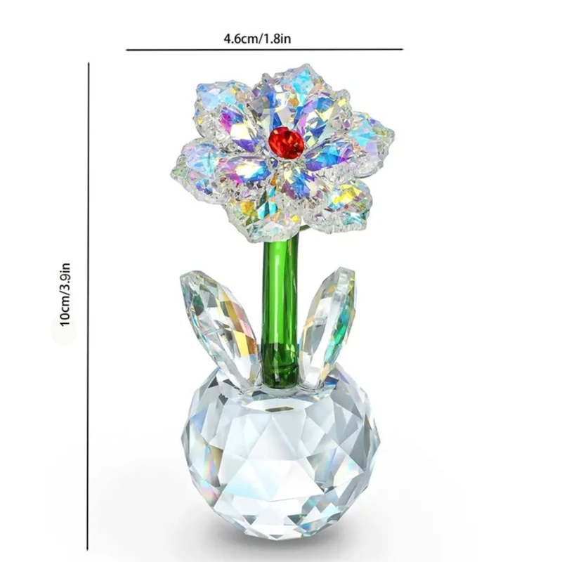 Glass Sunflowers Crystal Charm Dream Flower Figurine Ornament for Sophisticated Home Desktop Decors Valentines Day Gift