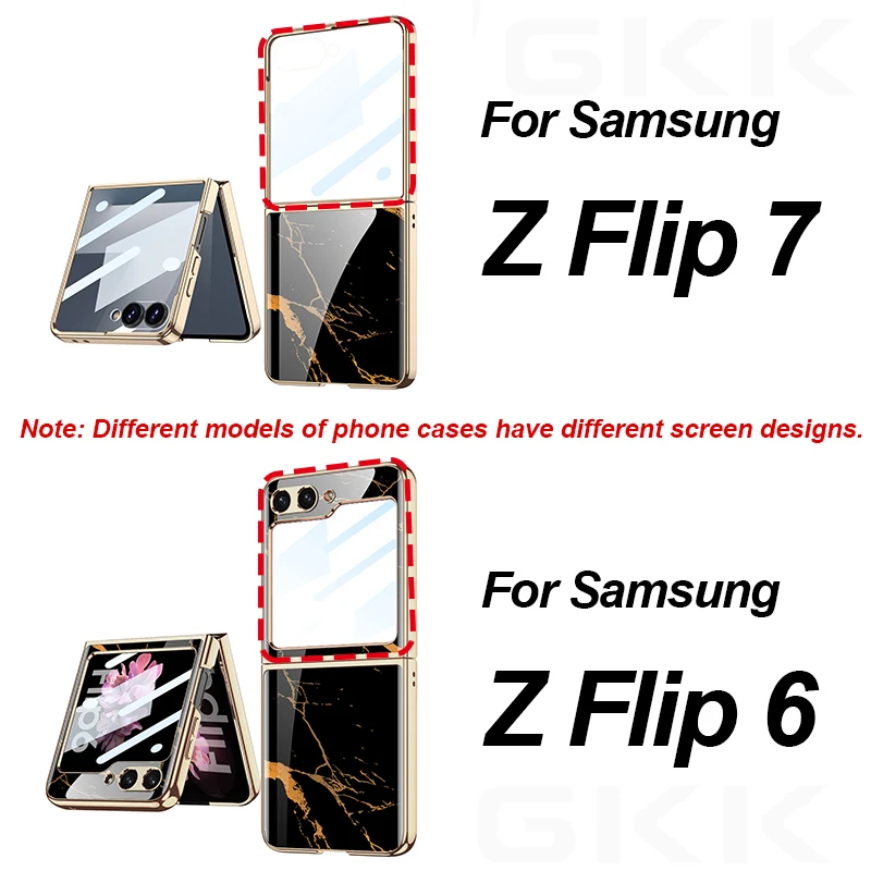 Malowane szkło hartowane do Samsung Galaxy Z Flip 7 6 Luksusowe szkło ochronne na ekran do etui Galaxy Z Flip7 — zdjęcie produktu 2