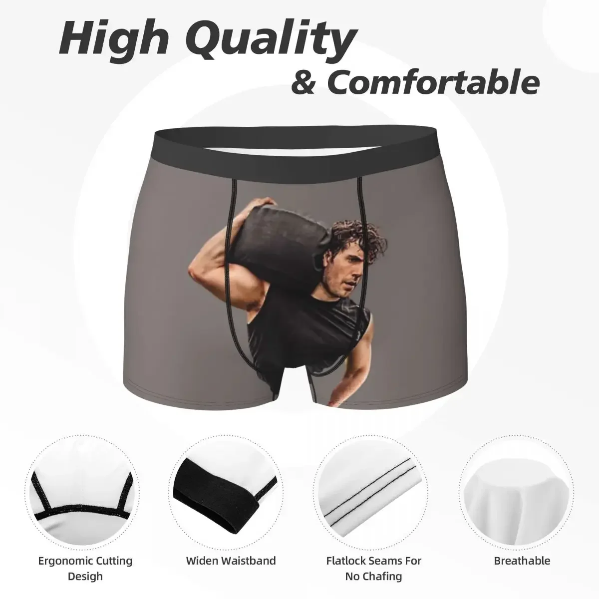 Boxer Underpants Shorts Henry Cavill Panties Male Soft Underwear for Homme Man Boyfriend Gift