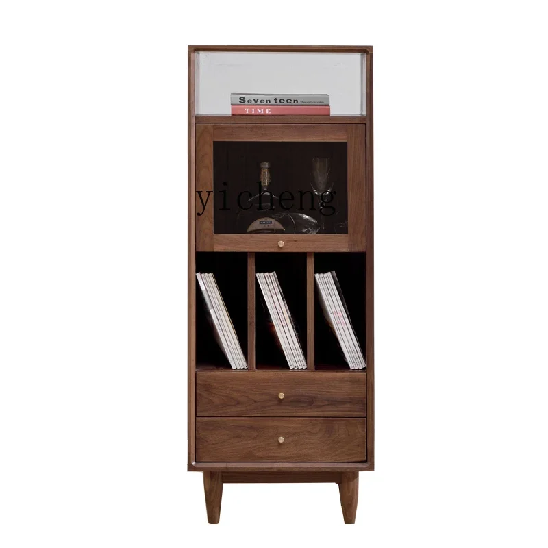 

Zc Storage Wood Cabinet Walnut Bookcase Solid Wood Bookshelf Oak Tea Cabinet