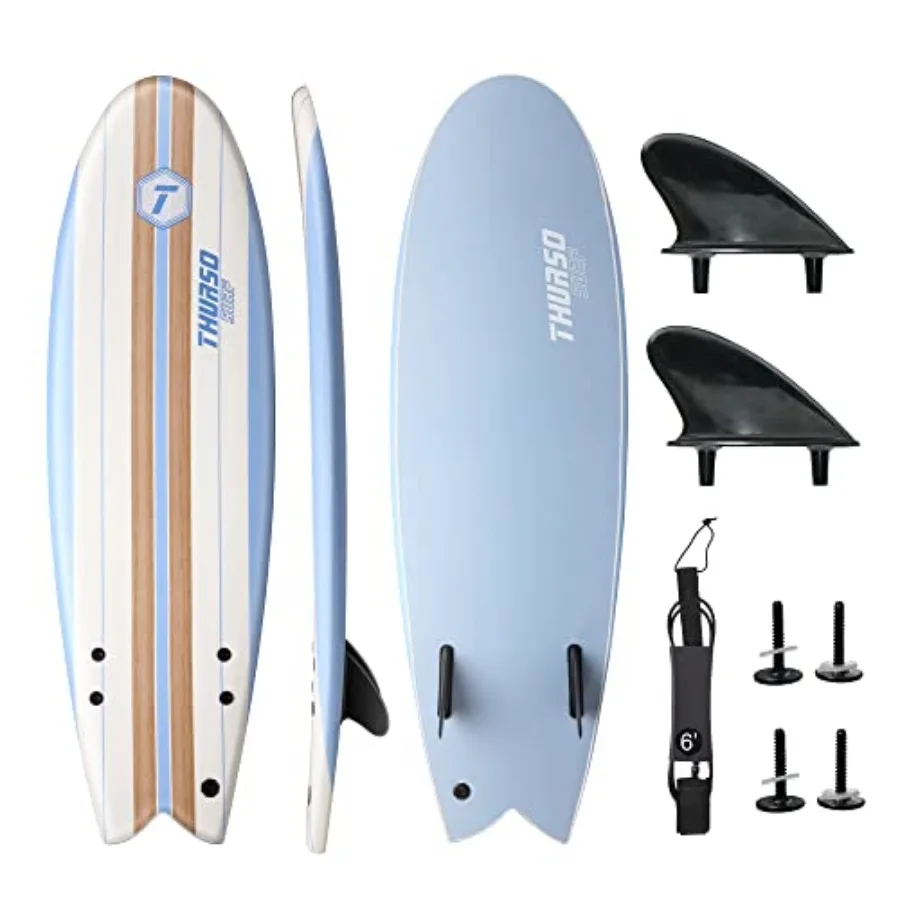 Peixe de prancha de surf de espuma superior macia de 5'10'' para adultos com barbatanas duplas trela giratória dupla EPS Core IXPE Deck HDPE fundo liso antiderrapante