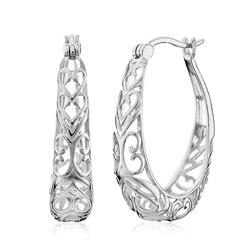Huitan Zarte, anmutige Creolen mit ausgehöhltem Design, Metallic-Stil, Accessoires für Frauen, elegantes Temperament, Schmuck, Geschenk