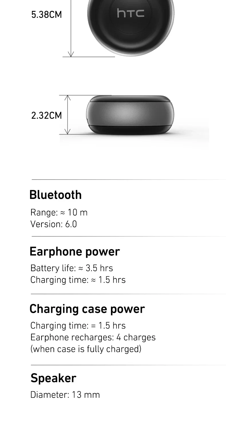HTC NE91 Ohrhörer Schlafgeräuschunterdrückende Ohrstöpsel Kopfhörer Dual-ANC-Headsets Sicheres Tragegefühl Bluetooth HiFi-Audio für Musik – Detail 14