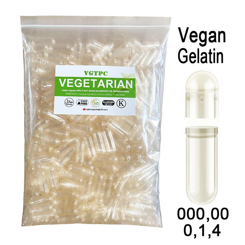 1000PCS Size 000 00 0 1 4 HPMC Separated Joined Clear Gelatin Empty Capsules Vegan Clear Kosher Halal Vegetarian Hollow Capsule