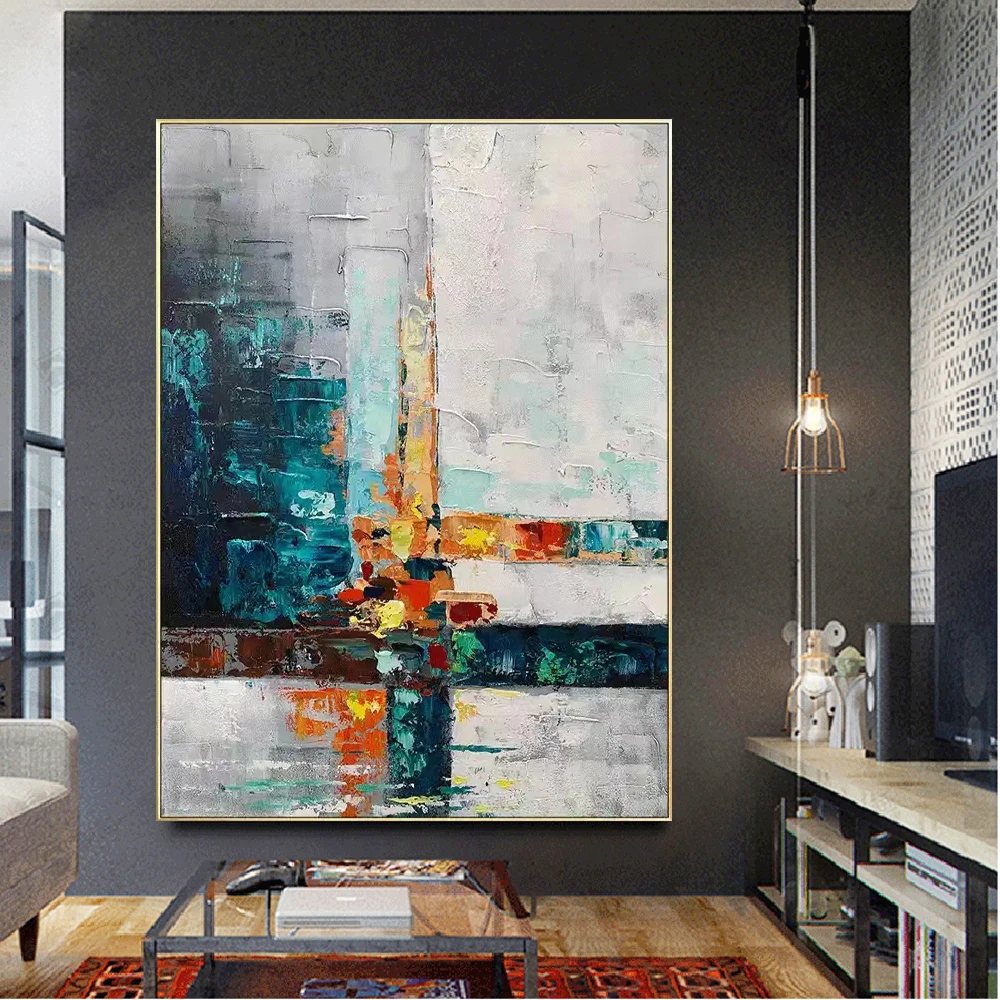 

Newest Design Blue Abstract Oil Painting Handmade Paintings On Canvas Mural For Living Room Decor Wall Art Picture As A Present