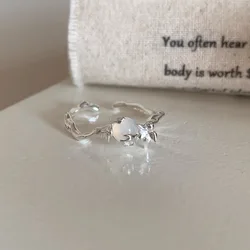 925 Sterling Silver Open Finger Ring Elegant Opal Clear Flower Irregular Elegant For Women Jewelry Gift Dropship Wholesale