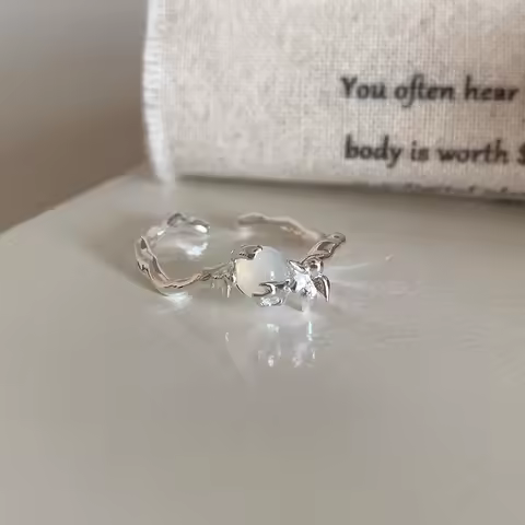 925 Sterling Silver Open Finger Ring Elegant Opal Clear Flower Irregular Elegant For Women Jewelry Gift Dropship Wholesale