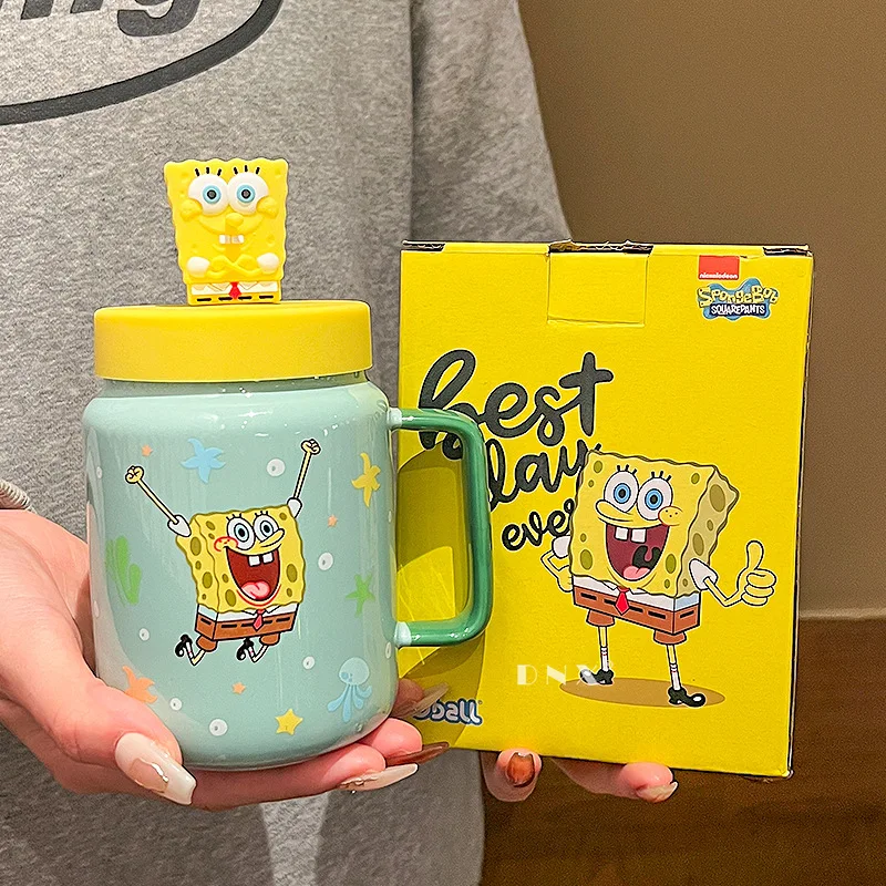 Tasse à eau en céramique Anime Bob l'éponge SquarePants, tasse à beurre Girly Girl, tasse à café et à lait, joli et créatif, 450ml