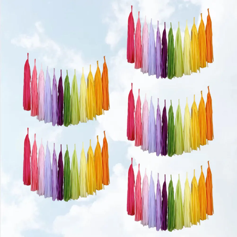 60 pezzi 12 colori ghirlanda di nappe di carta corda intrecciata naturale pastello dip-dye nappe decorazione per compleanno matrimonio doccia festa
