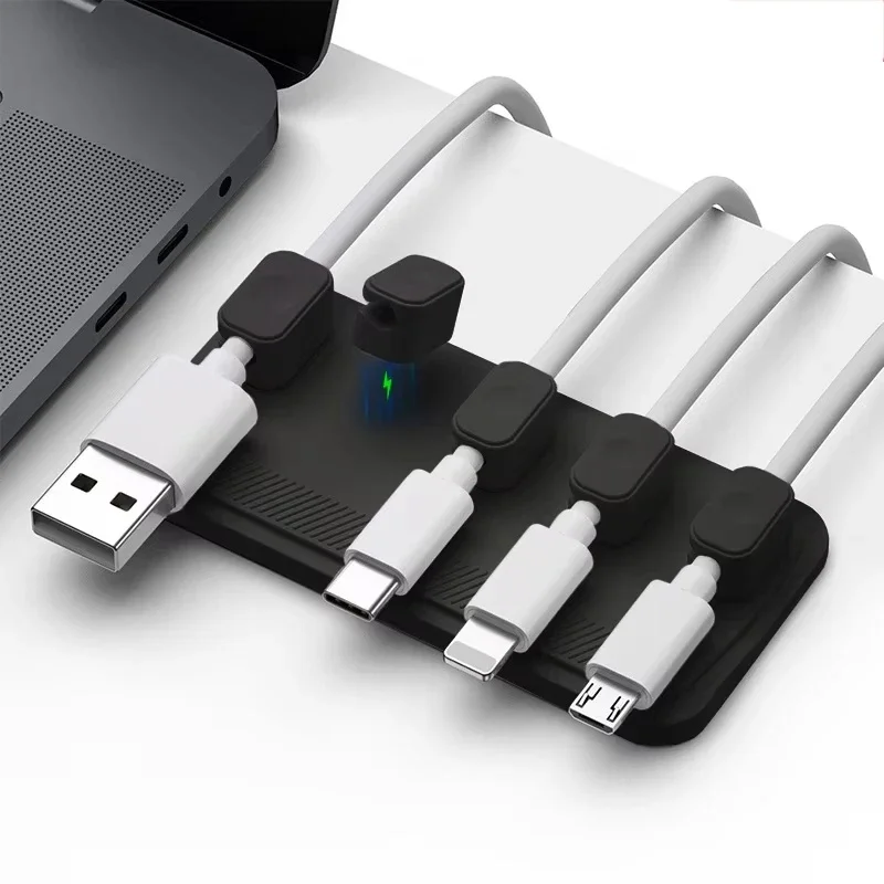 Silicone Magnetic Mouse Cable Wire Organizer Desktop Cable Clip Protector Cord Winder Fixed USB Charging Line Plug Magnet Holder