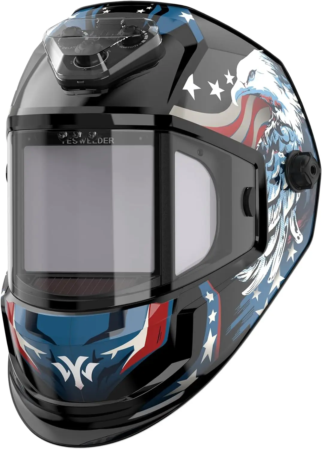 

YESWELDER Panoramic View Auto Darkening Welding Helmet, Large Viewing True Color 6 Arc Sensor Welder Mask,LED Lighting