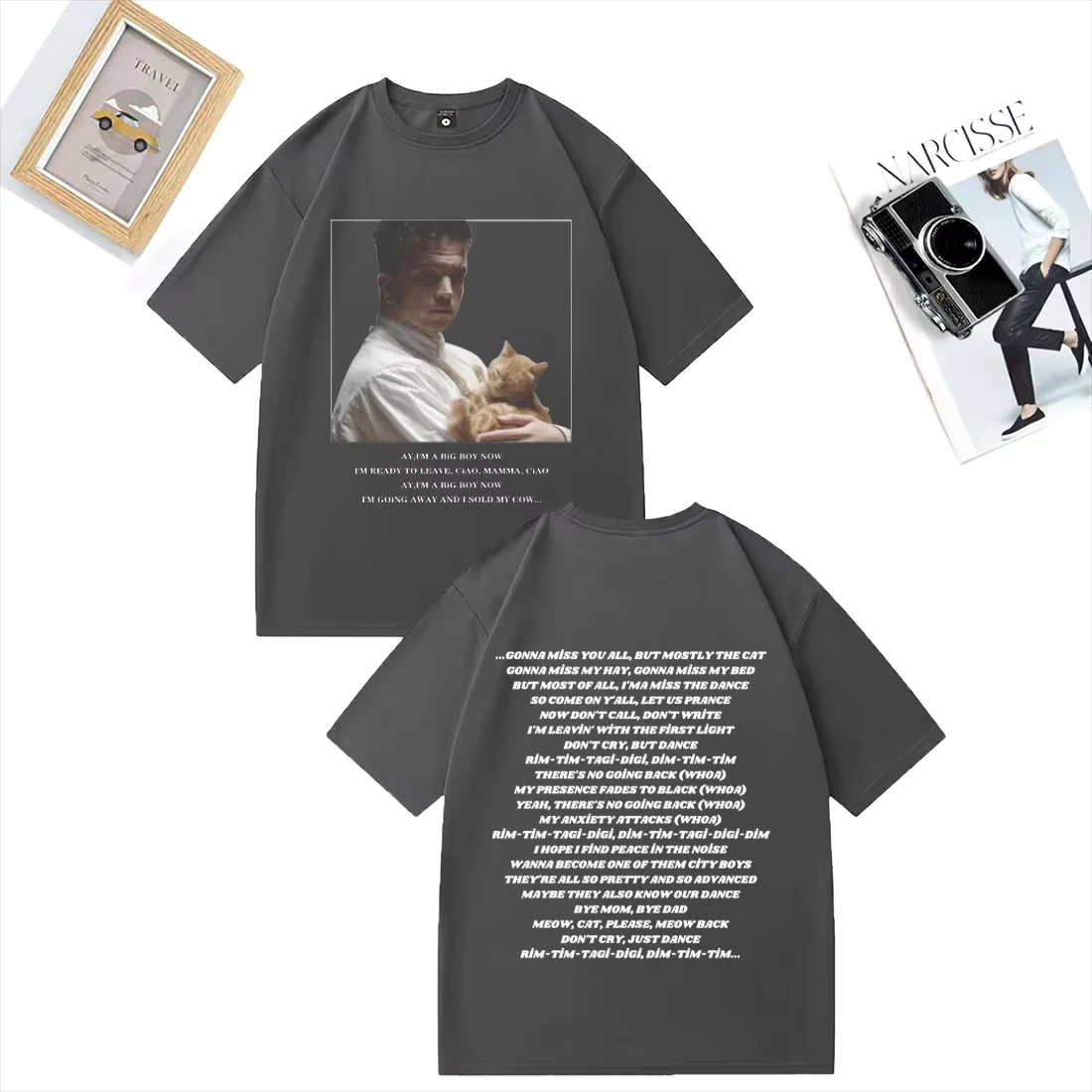 الرجال النساء مضحك القط قصيرة الأكمام تي شيرت الطفل Lasagna حافة تيم تاجي ديم يوروفيجن موضة تي شيرت للجنسين المتضخم ملابس علوية من القطن #3