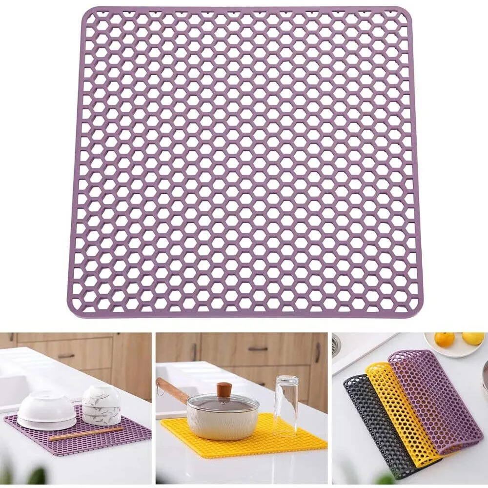 

Термостойкий силиконовый коврик для сушки раковины, нескользящий полый сливной коврик для раковины, украшение стола, сушилка для кухонной посуды