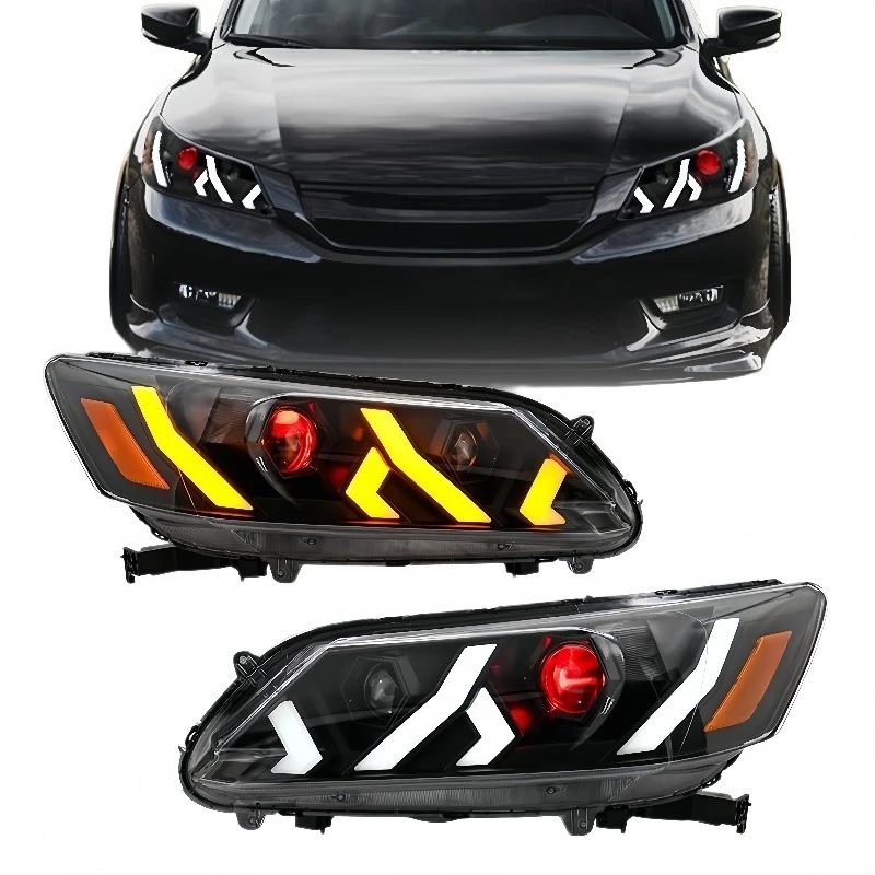 High Lumen Projector LED Tuning Headlight Complete Assembly for 9 Gen Accord 14-15 Lamborghini Design Auto Daytime Lamp