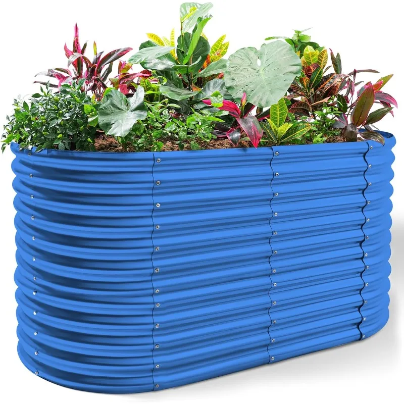 

8x4x3ft Oval Galvanized Raised Garden Beds, Large-Capacity Metal Planter Box Outdoor, Durable Deep Raised Garden Bed
