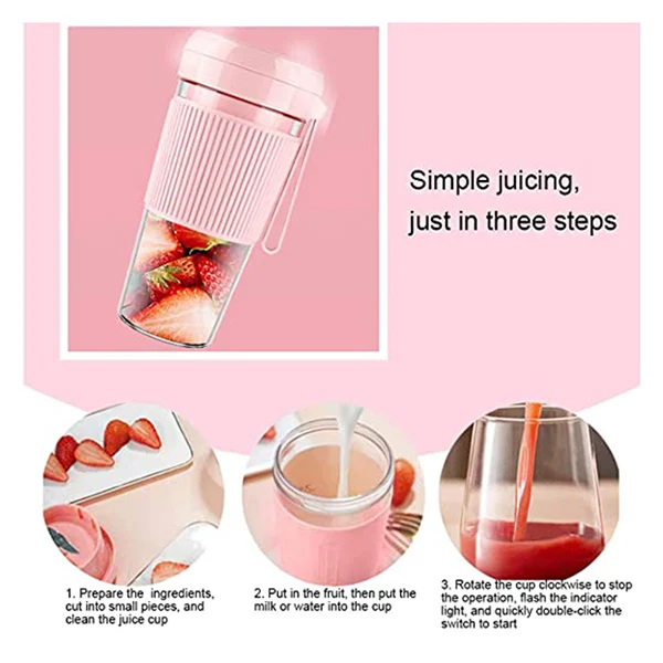 Espremedor portátil sem fio mini usb espremedor elétrico casa espremedor smoothie liquidificador rosa