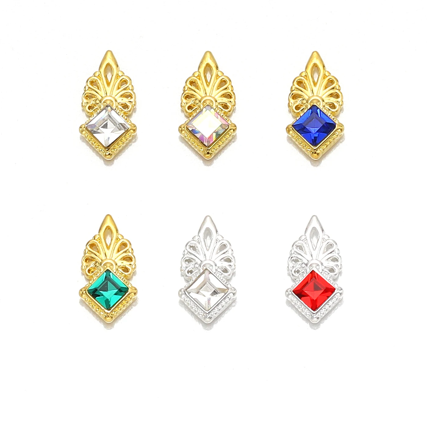 10 strass de metal 3D decoração de arte de unha DIY acessórios de charme de arte de unha por pacote