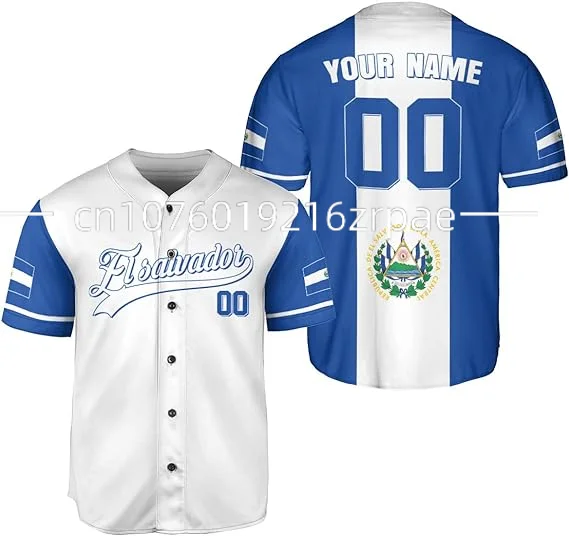 Free Customization of El Salvador Baseball Jersey New 3D Printed Men\'s and Women\'s Casual Fashion Street Short Sleeved Shirts