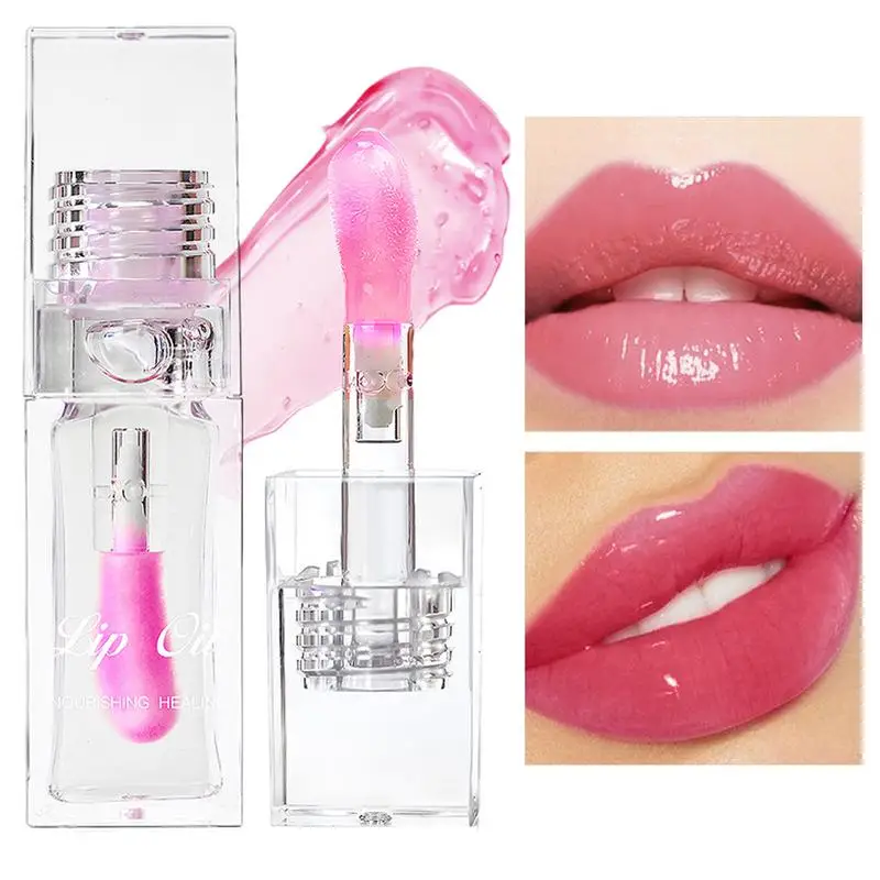 Aceite labial de gelatina de cristal, brillo labial hidratante de larga duración, transparente, herramienta para el cuidado de los labios, 1 unidad