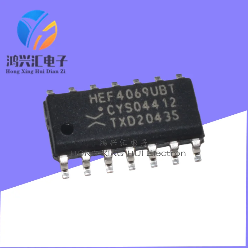 (10PCS) New/Original HEF4069UBT,653 SOIC-14 Six Inverters SMT Logic Chip