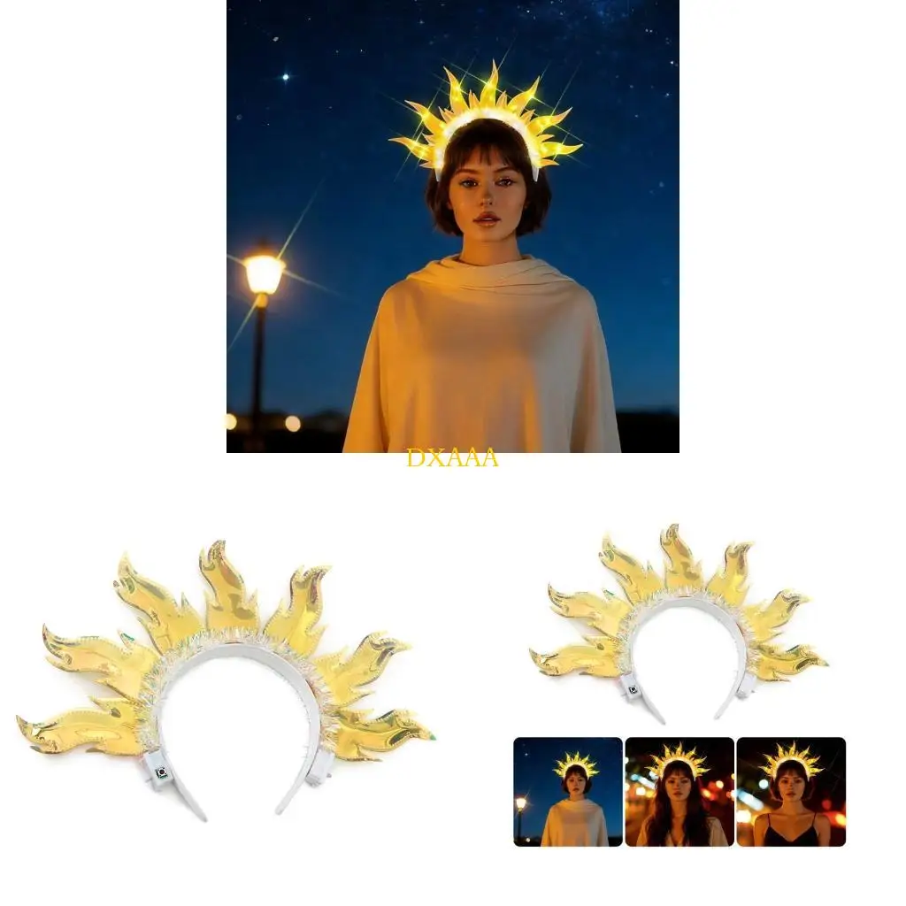 

DXAA Мерцающая огненная повязка для волос с обручем для волос с пламенем для сценических представлений и праздников