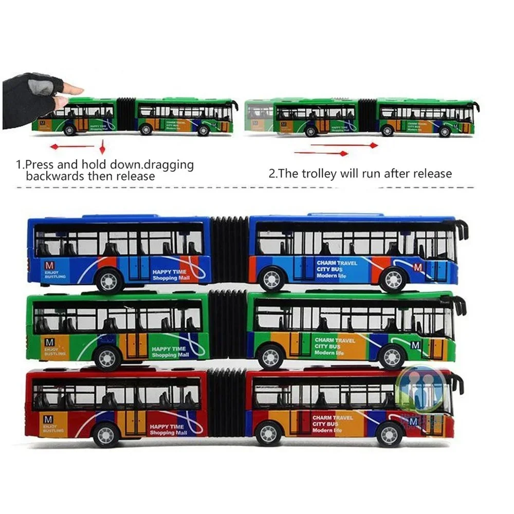 1/64 Diecast Alloy City Bus Pull Back Cars Kids Toy Car Inertia Vehicle Model Toy Educational Toys for Children Gift Boys Toys