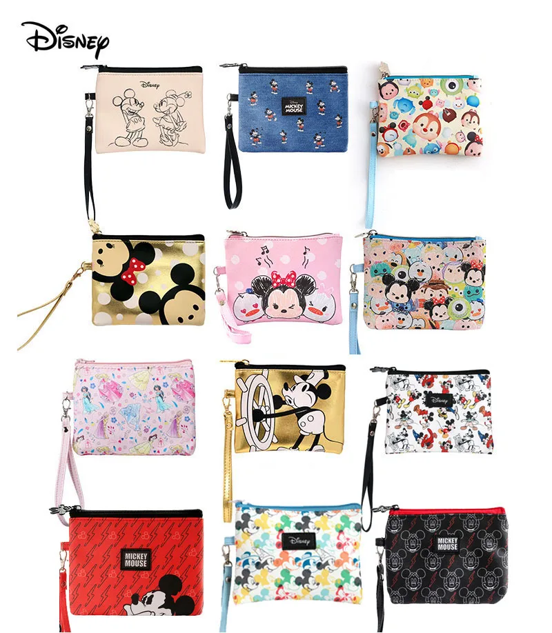 Disney Original Mickey Hand Holding Makeup Bag Cartoon Women Waterproof PU Portable Multifunctional Cosmetic Storage Bag