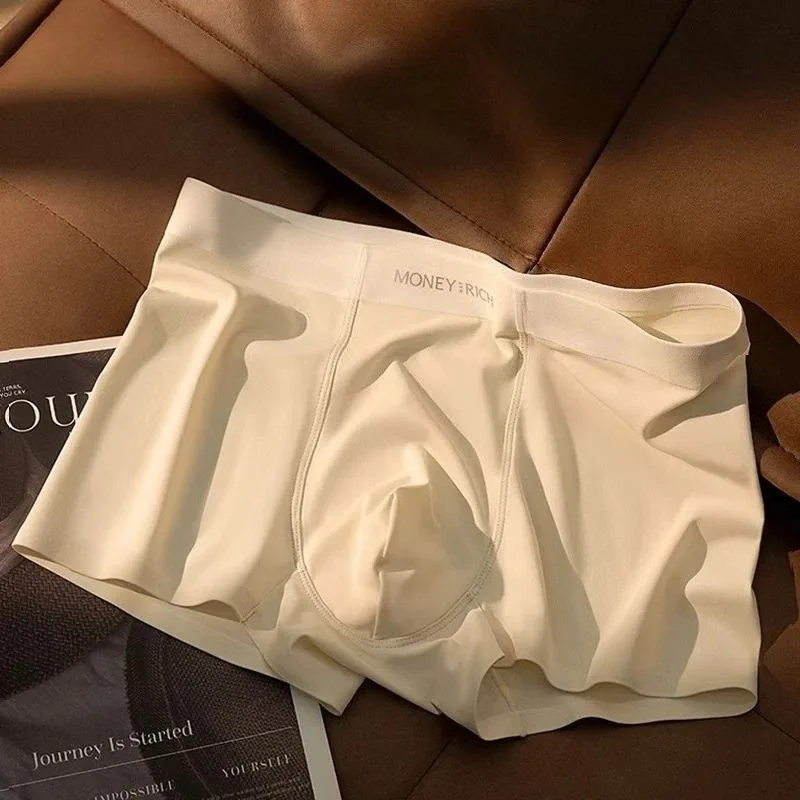 

Seamless Flat Boxers Naked Feeling Shorts U Convex Pouch Ice Silk Panties Breathable Mens Underware Solid Color Fashion Lingerie