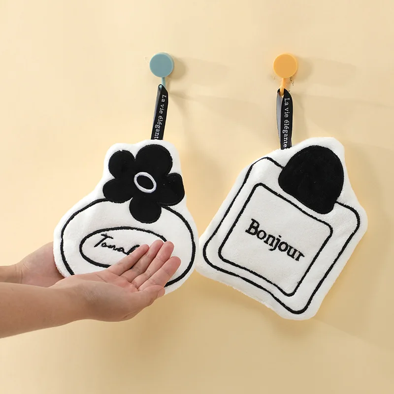 French Style Hand Towel Hanging Style Absorbent Home Coral Fleece Towel Kitchen Bathroom Thick Hand Towel Cute Souvenir