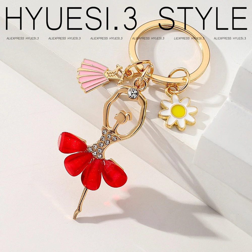 Moda Rhinestone anioł tańcząca dziewczyna brelok cyrkon inkrustowane baleriny Charms z uchwytem na klucze do plecaka torba akcesoria do torebki — zdjęcie 4
